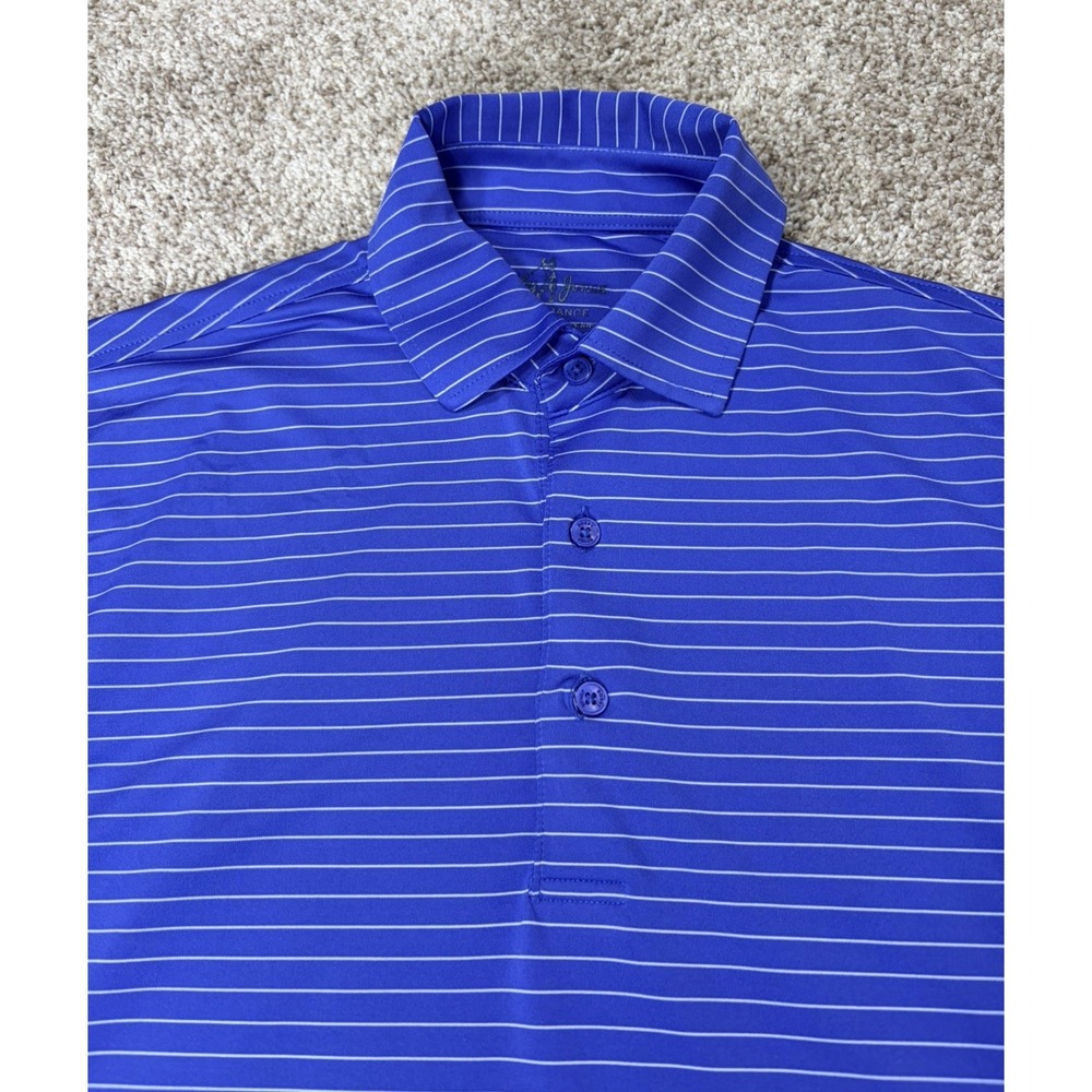 Bobby Jones Men's Polo Sze Small Golf Blue w/ White Striped Short Sleeve